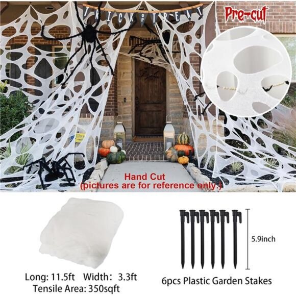 Giant Beef Netting Spider Web Halloween Decorations, Pre-Cut Spiderwebs Super - Picture 2 of 7